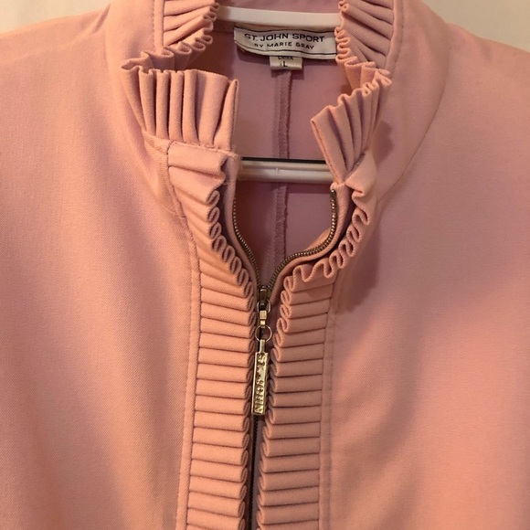 ST. JOHN SPORT BY MARIE GRAY Zip Up Ruffle Jacket Size L - Picture 5 of 8